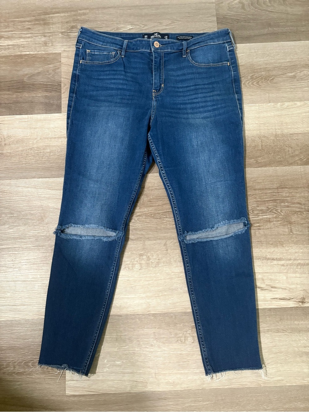 Hollister Medium Blue Skinny Jeans with Knee Slits